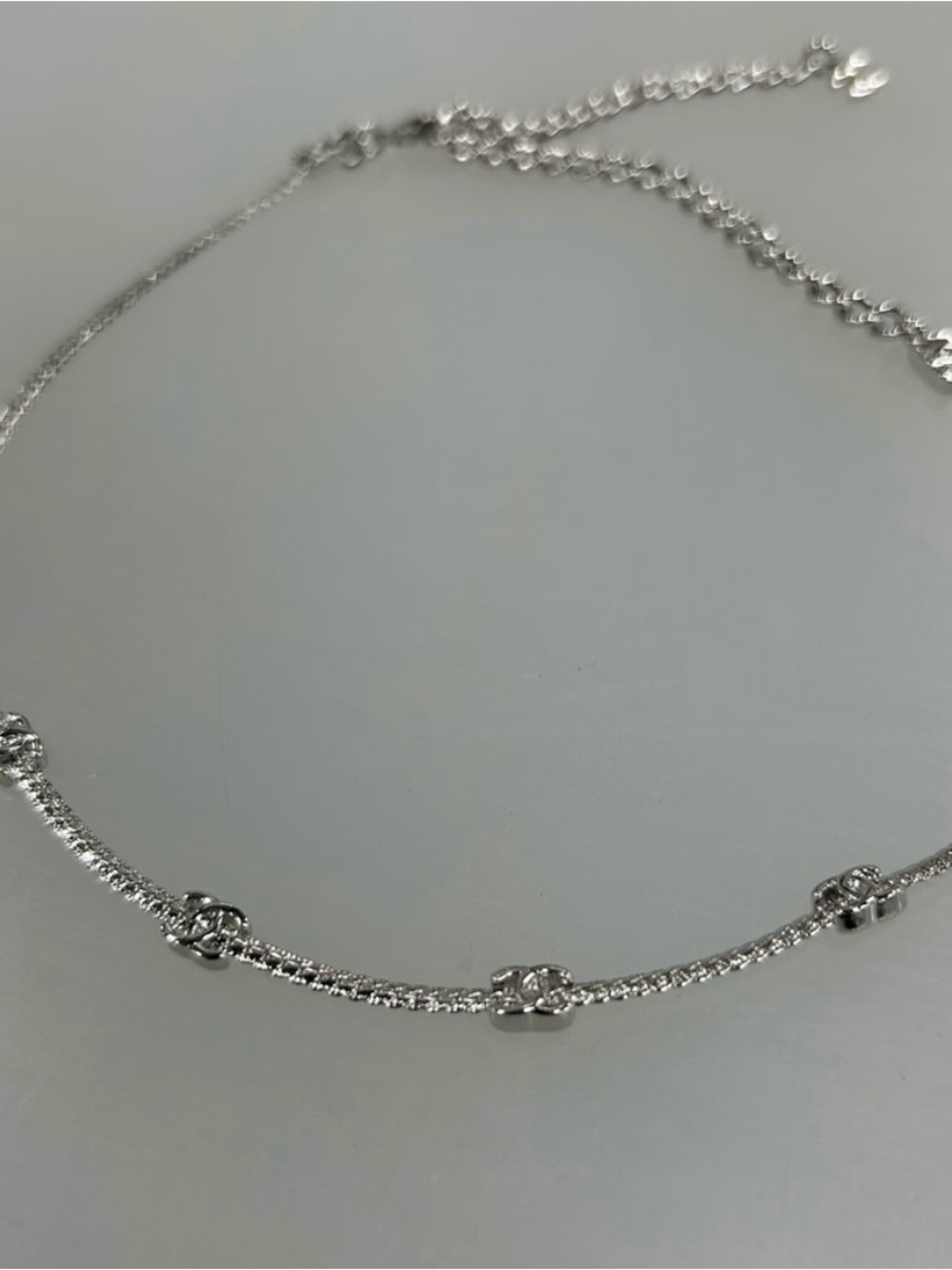 Silver Chanel CC Choker Necklace